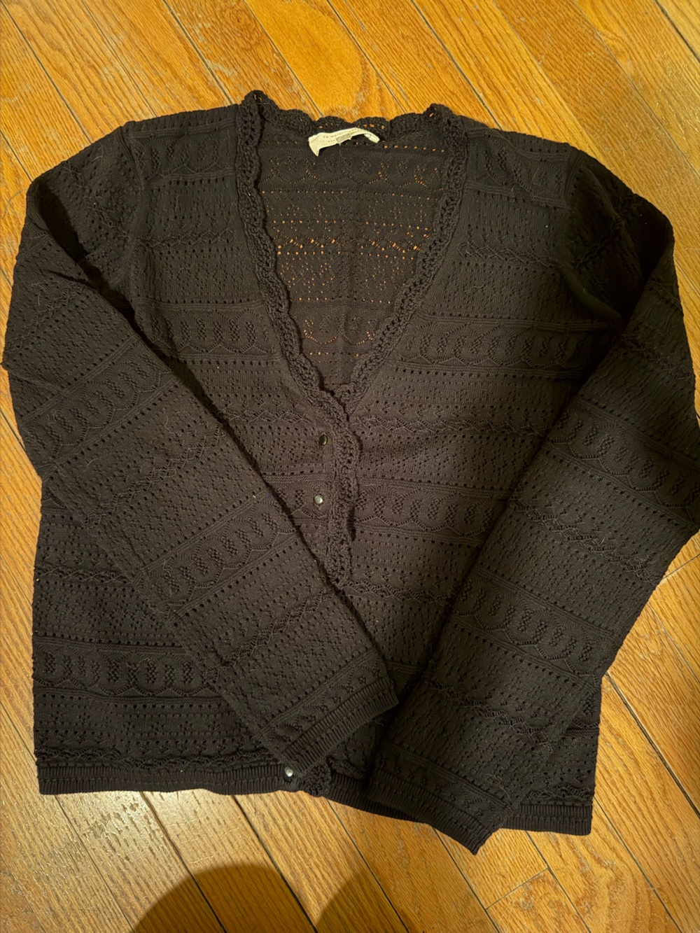 Sezane Black Knit Openwork Women's Sweater - Picture 6 of 13